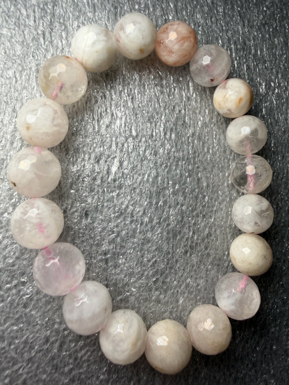 Beautiful 10MM Faceted Snow Phantom Quartz Natural Crystal Bracelet